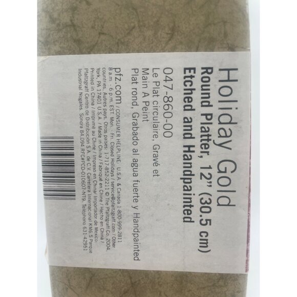 Pfaltzgraff Holiday Gold Round Platter 12" Handpainted Etched Christmas Tree Des - Picture 3 of 6